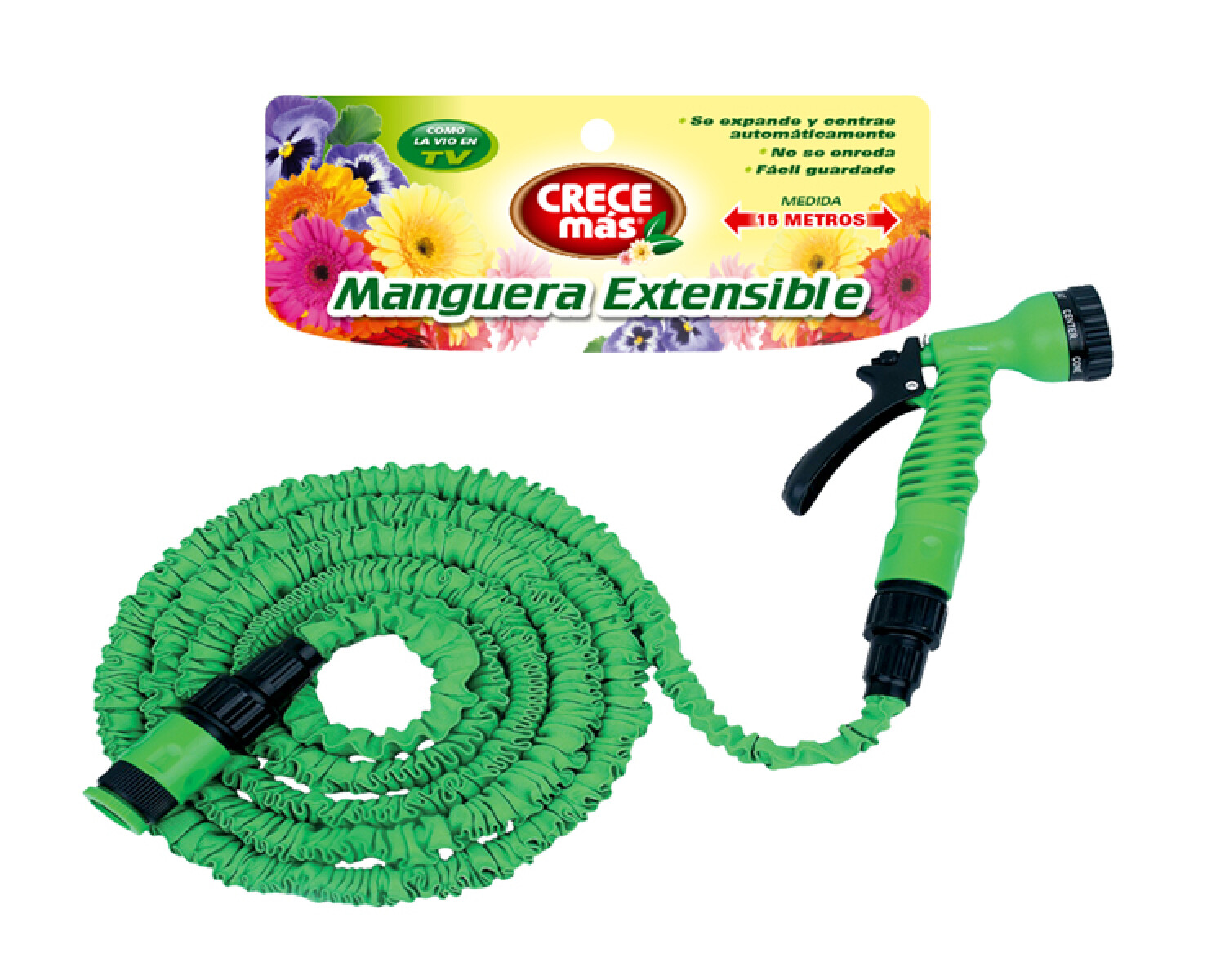 CRECE MÁS Manguera Extensible 15mts - Verde 