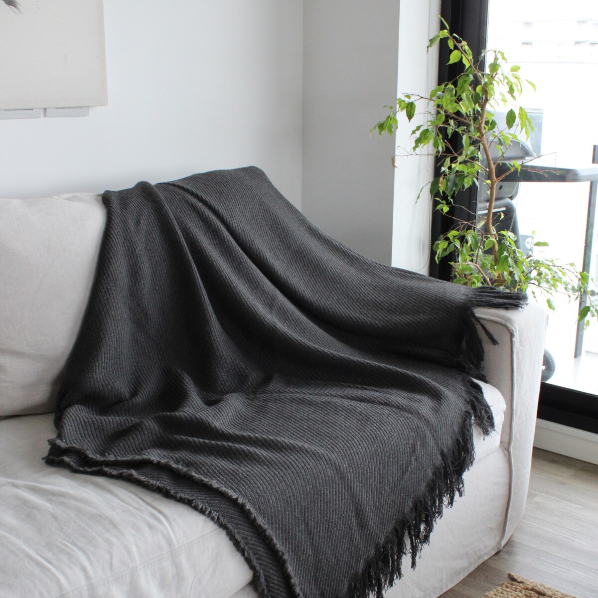 Manta para sillón y cama 180x190 gris 