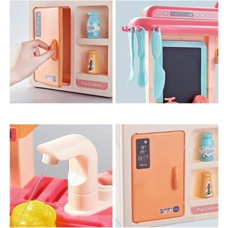 Juego Cocina Infantil Sonido Luz Canilla Agua 36 Accesorios Rosa