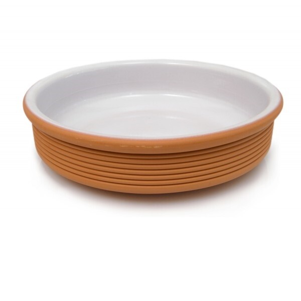 Cazuela sin asas 17 cms ondulada color nat. y bl. Cazuela sin asas 17 cms ondulada color nat. y bl.