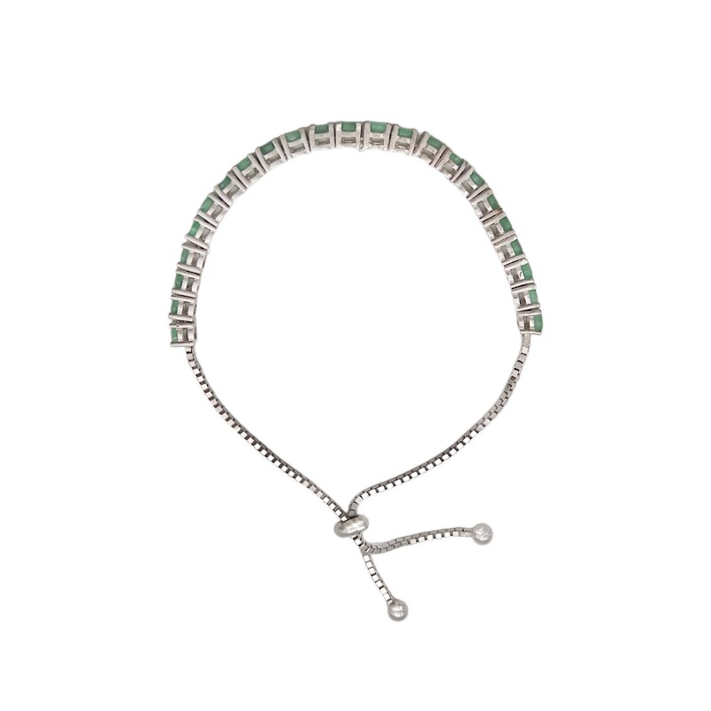Pulsera circulos-Plata 925-Piedra raíz de esmeralda-PU3017 conpiedra