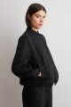 Chaqueta bomber jacquard floral negro