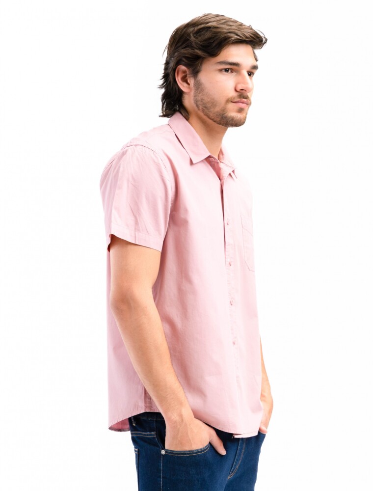Camisa M/C Algodón C/Bolsillo Barcelona Rosa Viejo