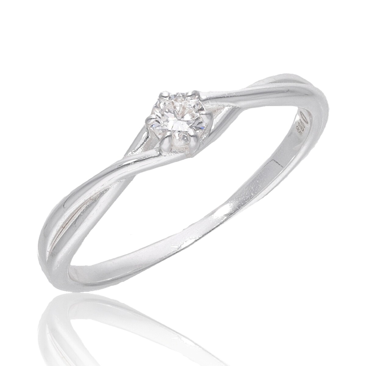 Anillo de plata 925 Solitario con Diamante de Laboratorio de 0.16 cts. 