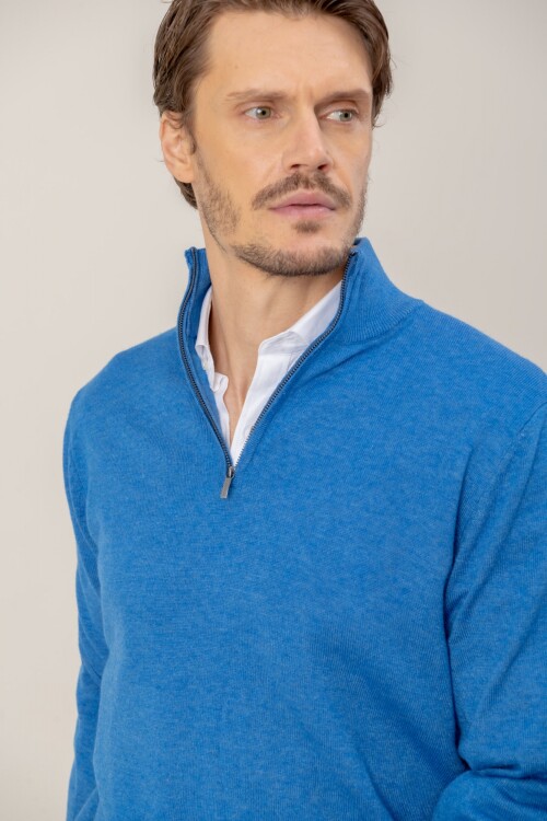 Sweater medio cierre Merino Blue