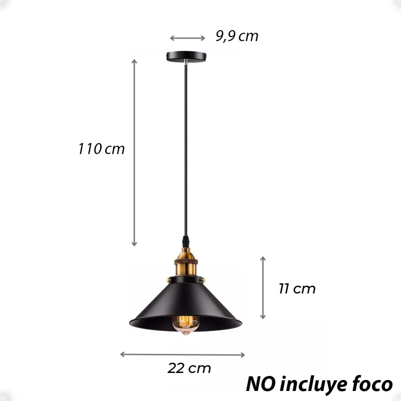 Lámpara Colgante De Techo Vintage Metal 22 Cm Lámpara Colgante De Techo Vintage Metal 22 Cm