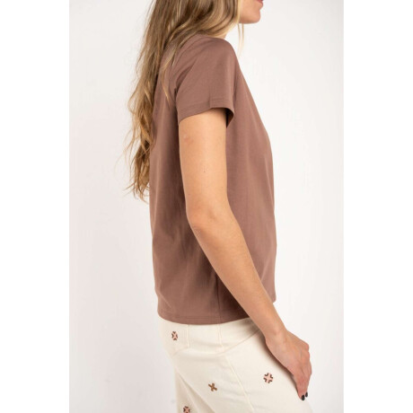 Remera Algodon Peinado Escote Lurex Mocha