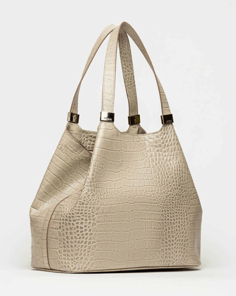 Bolso Eterial en cuero croco shine Taupe