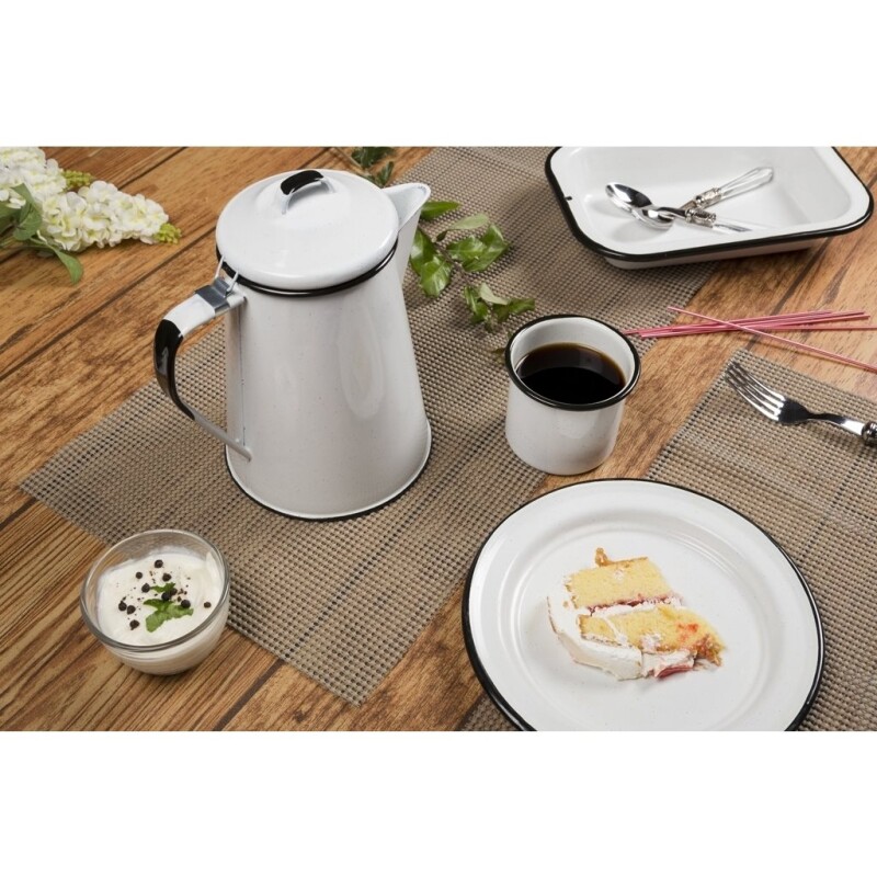 TAZA 85ML D6x4.5CM ACERO VITRIFICADO BLANCO C/ BORDE NEGRO CINSA TAZA 85ML D6x4.5CM ACERO VITRIFICADO BLANCO C/ BORDE NEGRO CINSA