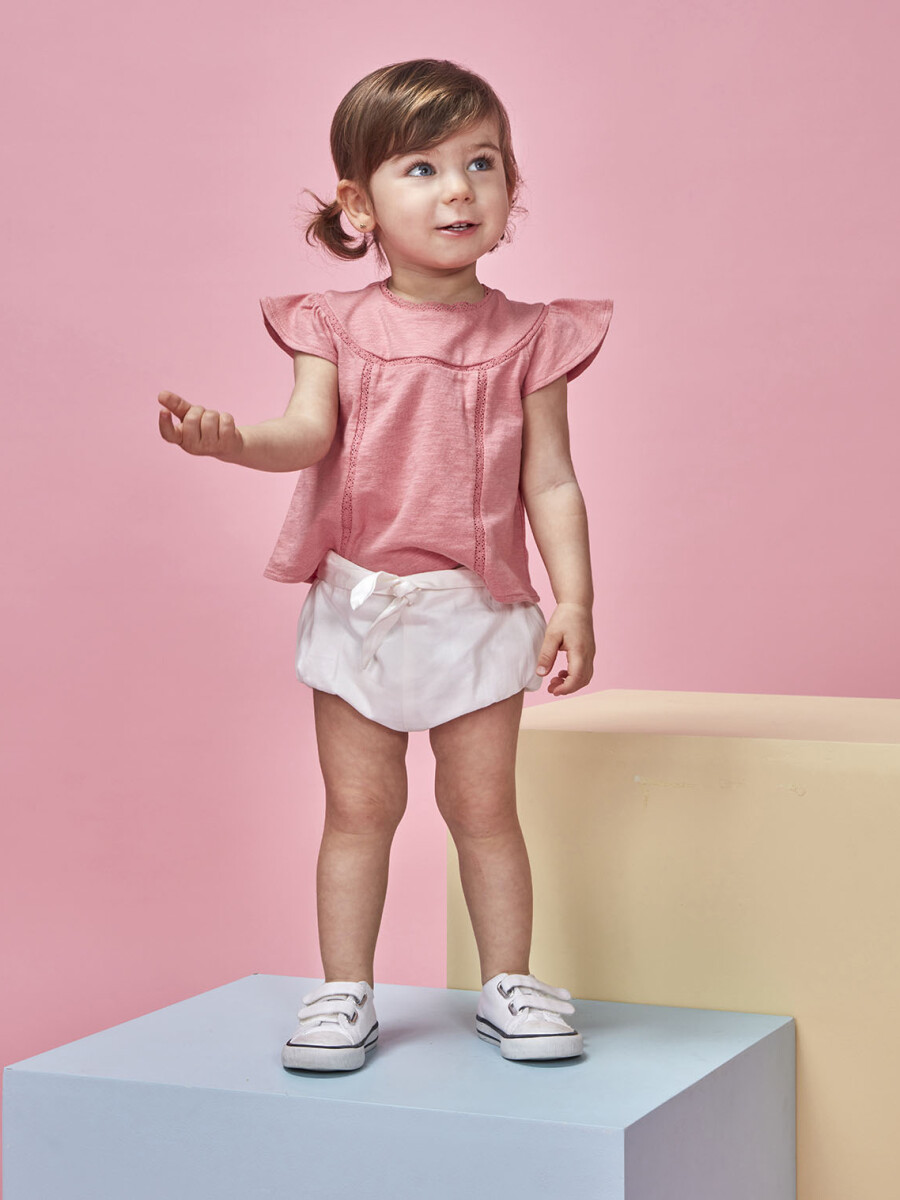 Camiseta Con Tiras Rosa