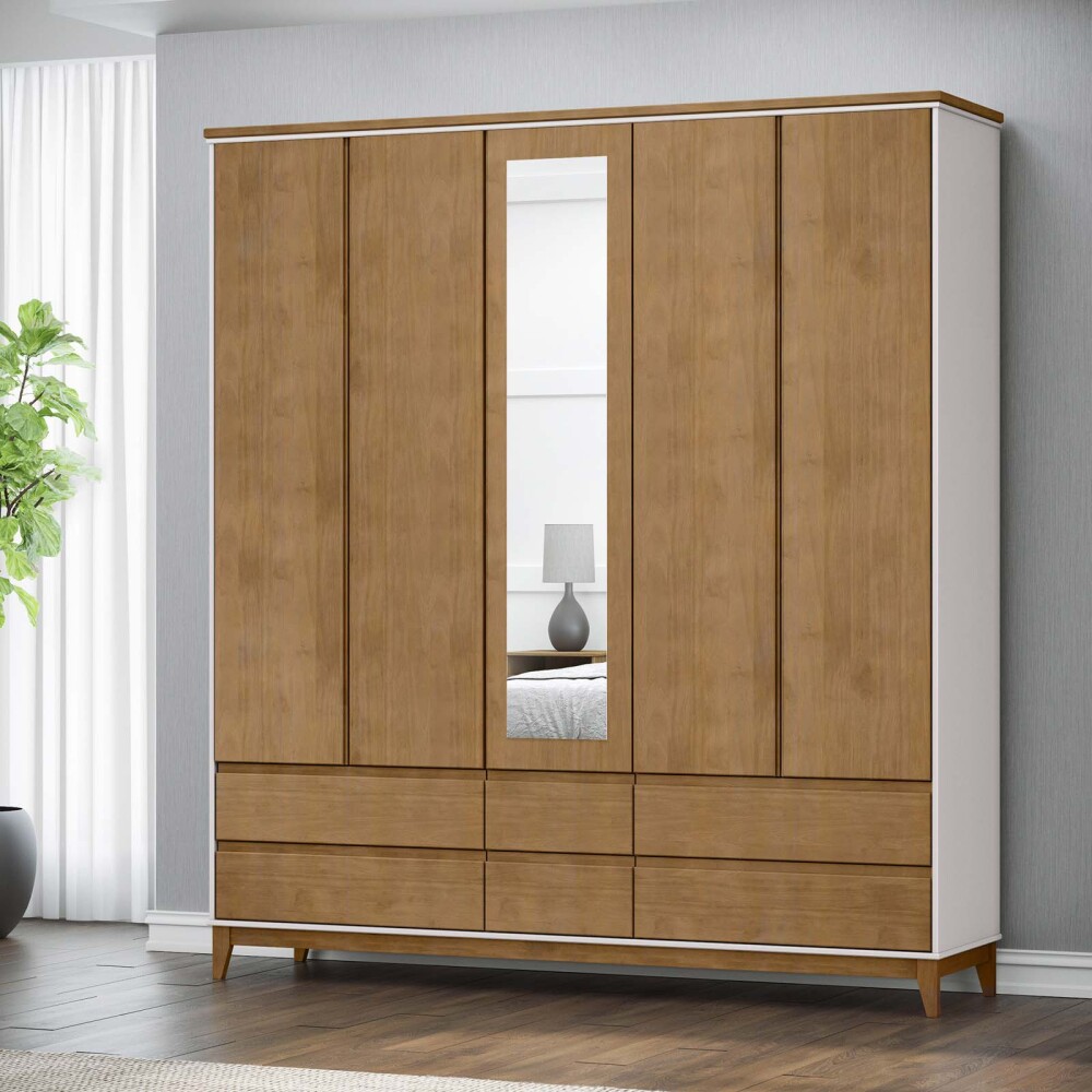 PLACARD 4 PUERTAS MDF-Y-MADERA MARRON ADAKU 2.0