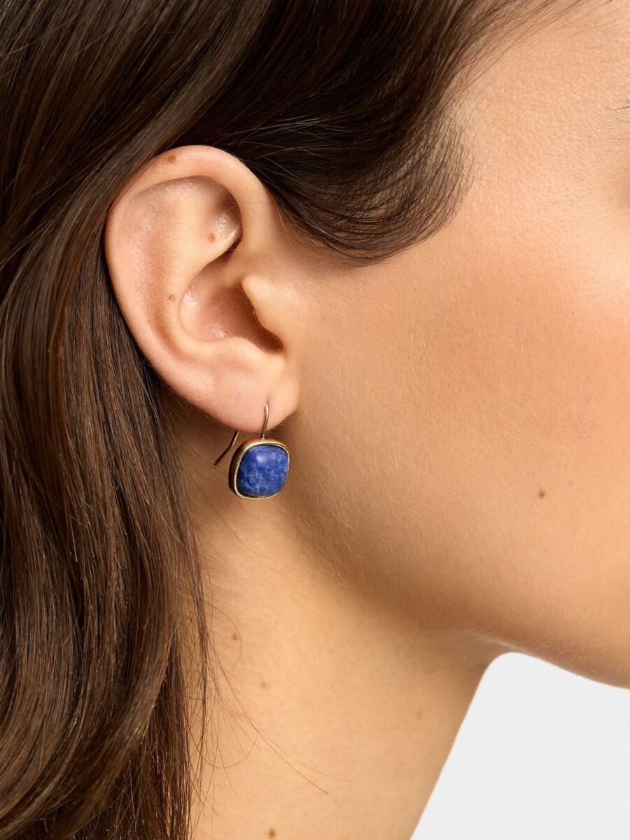 Pendientes Cortos De Piedra azul
