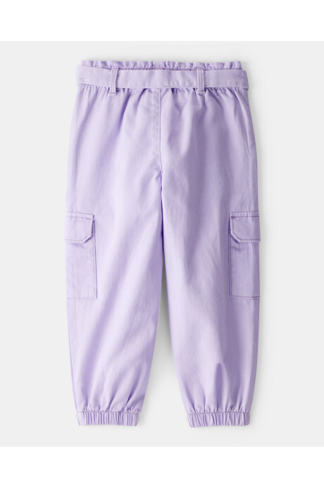 Pantalón cargo de algodón, lila Sin color