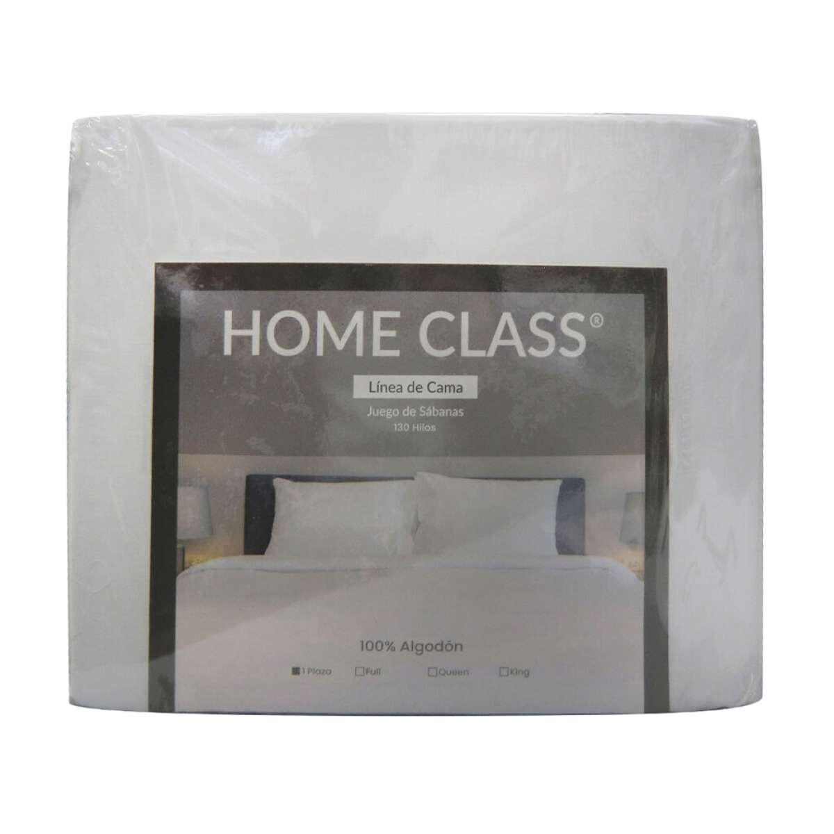 Juego Sábana 1 Plaza Home Class 130 Hilos - 100% Algodón 