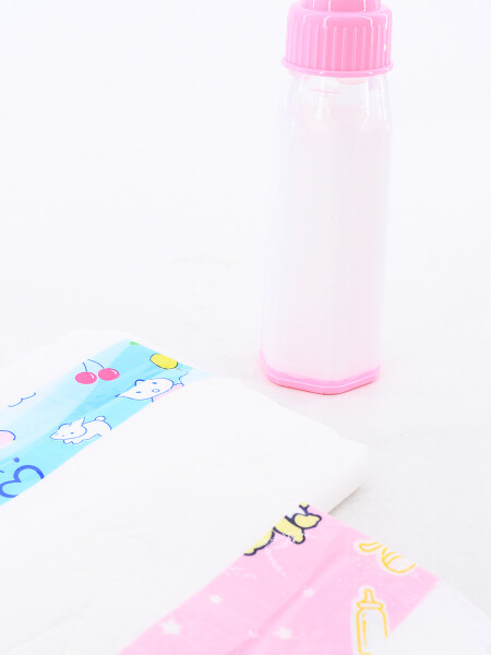 ACCESORIOS BEBE PAÑAL Y MAMADERA ROSADO