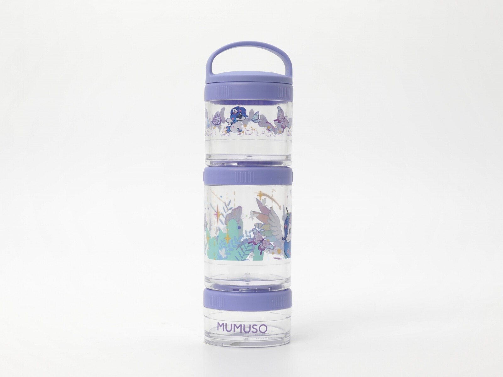 CAJA REDONDA APILABLE PARA REFRIGERIOS DE 3 NIVELES UNICORNIO DE ENSUEÑO 