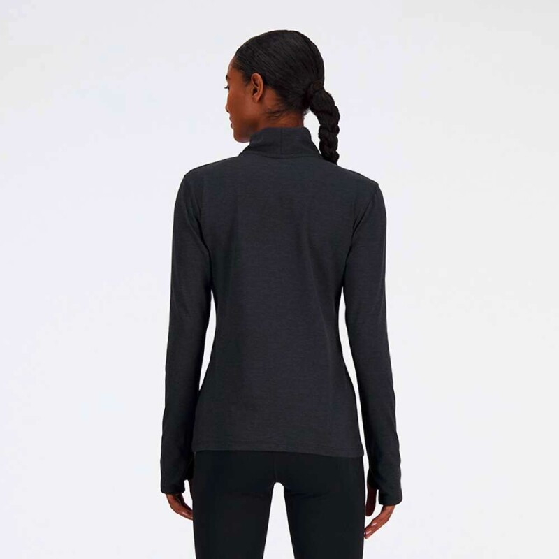 Abrigo Sport Essentials Space Dye Quarter Zip de Mujer Negro