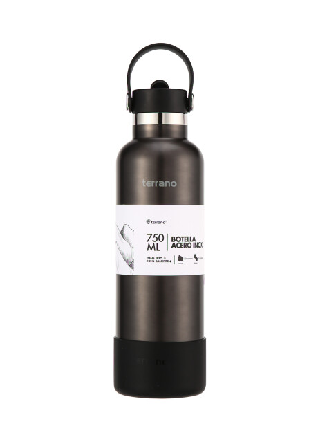 Botella Térmica con Pico 750mL. Negro Metalizado