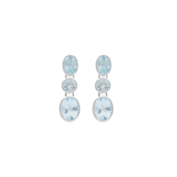 Caravanas Giuliana-Plata rodinada 925-Piedra Topacio azul-CA2021 conpiedra