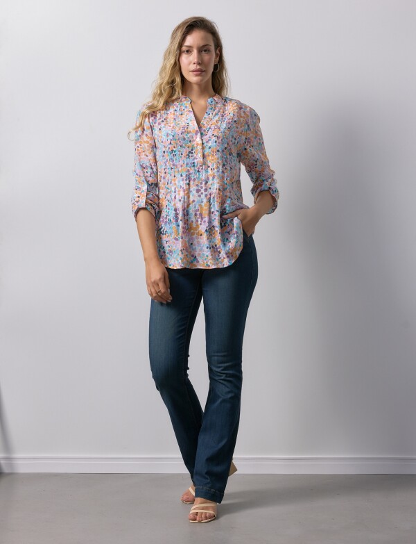 Blusa Gasa Print MULTI/ANARANJADO