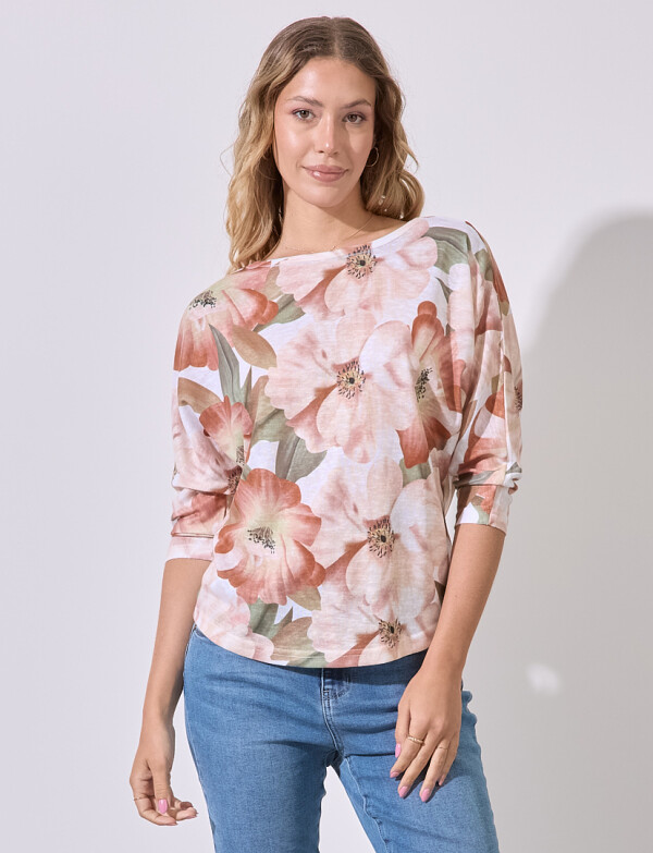 Blusa Tejida Print TOSTADO/MULTI