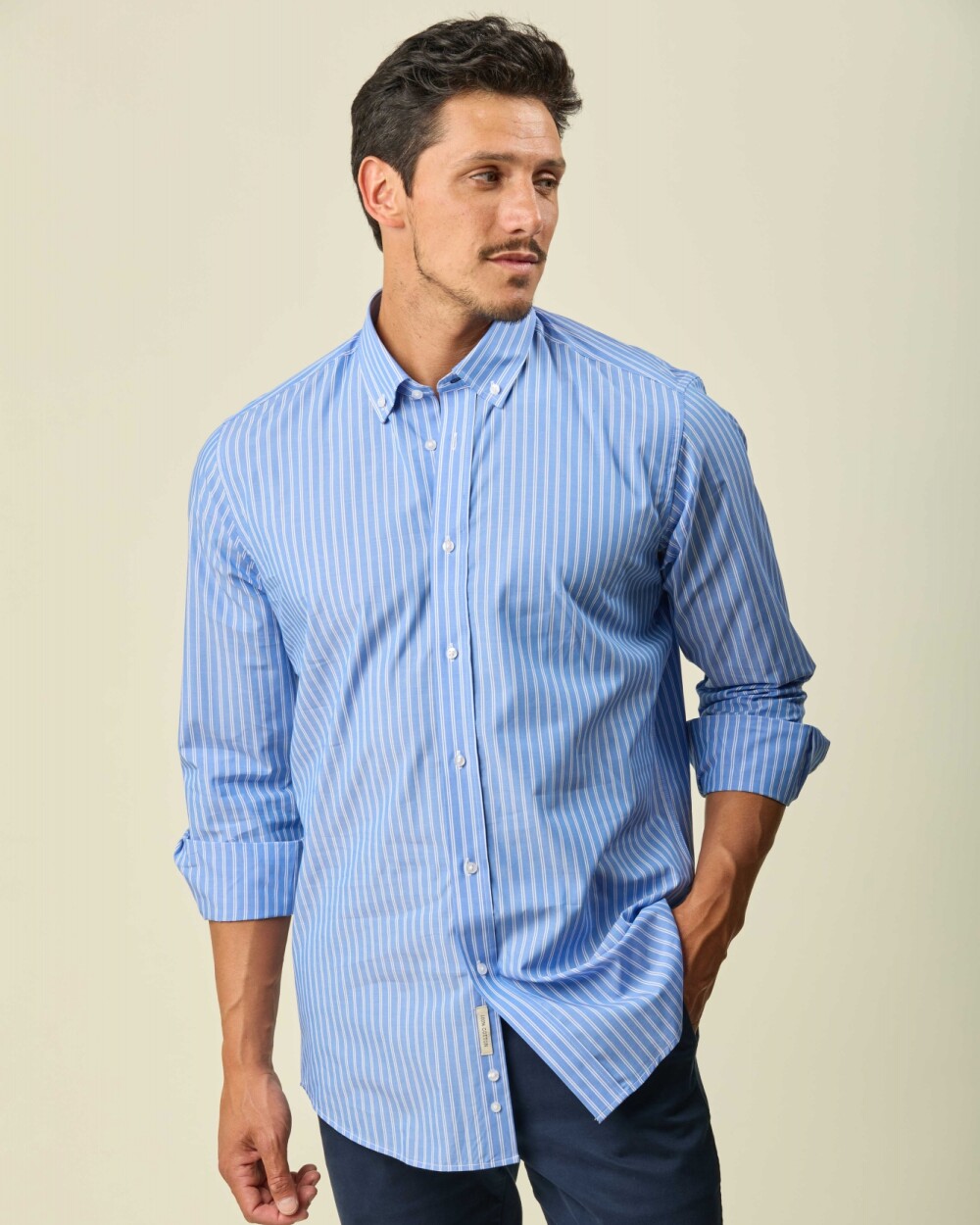 Camisa Sport Algodón Manga Larga Celeste Fantasia