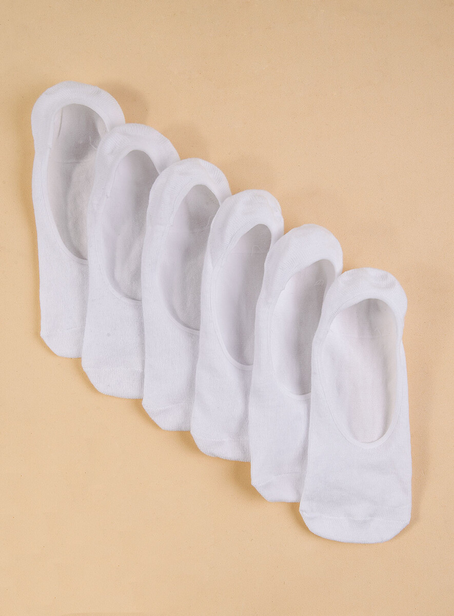 Pack de 3 medias invisibles algodón lisas - Blanco 