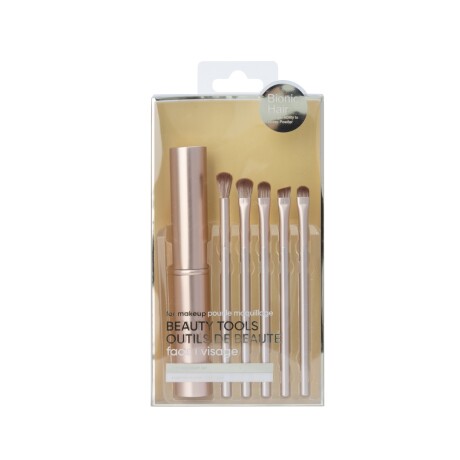 Brocha para ojos con estuche 5pcs dorado