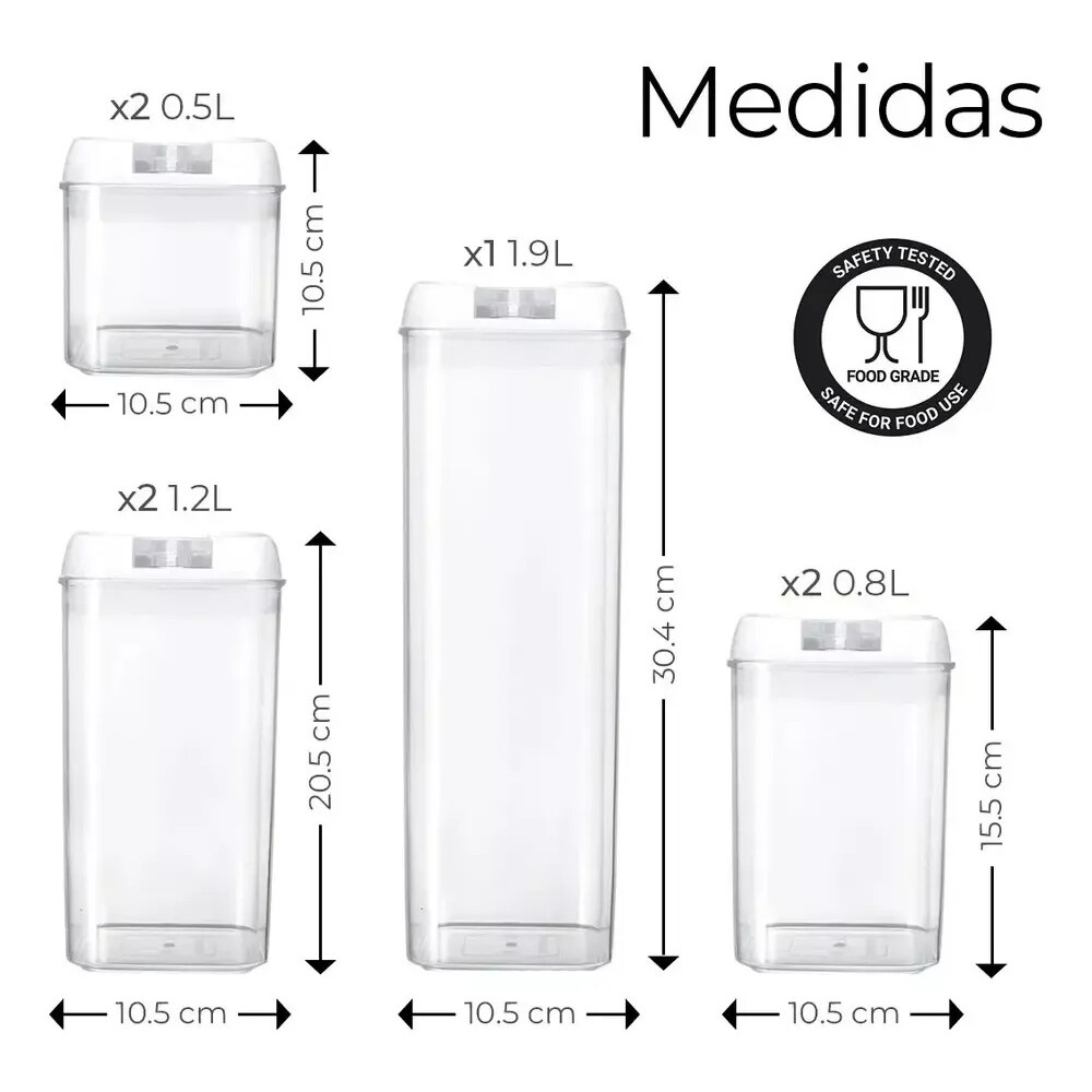 Set 7 contenedores táper tupper herméticos para alimentos con tapa Set 7 contenedores táper tupper herméticos para alimentos con tapa