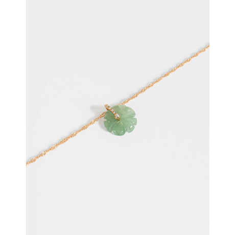 Collar Corto Dije Piedra Natural Dorado