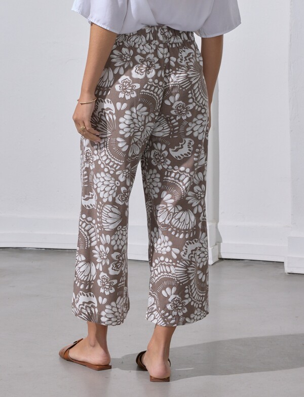 Pantalon Lino Crop TOSTADO/MULTI
