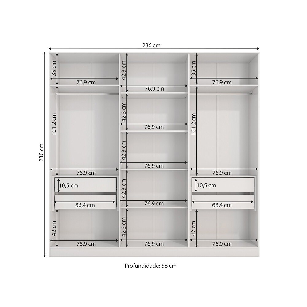 ROPERO 6P 2368MM BLANCO KAPPESBERG Ropero 6p 2368mm Blanco Kappesberg