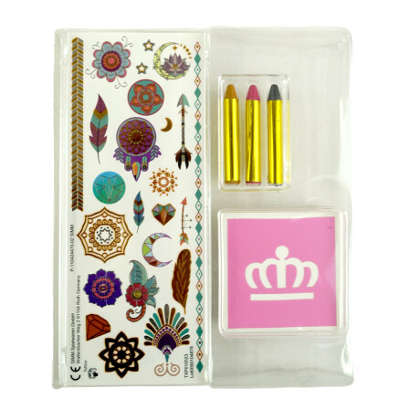 SET TATOO INFANTIL 2 PLANTILLAS TATUAJES METALICOS + 3LAPICES SET TATOO INFANTIL 2 PLANTILLAS TATUAJES METALICOS + 3LAPICES