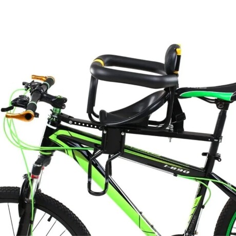 Silla Frontal Bicicleta Bebés Niños Barra Seguridad Posapiés Negro