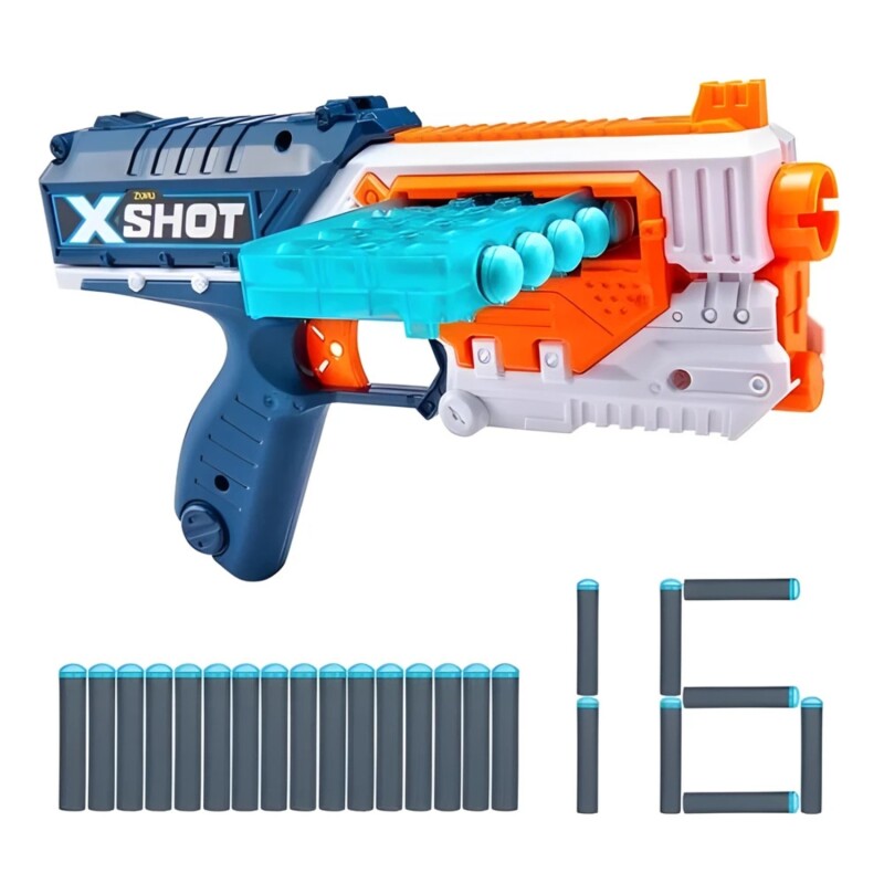 Pistola lanzadora de dardos Zuru X-Shot Excel Quick Slide con 16 dardos Blanco