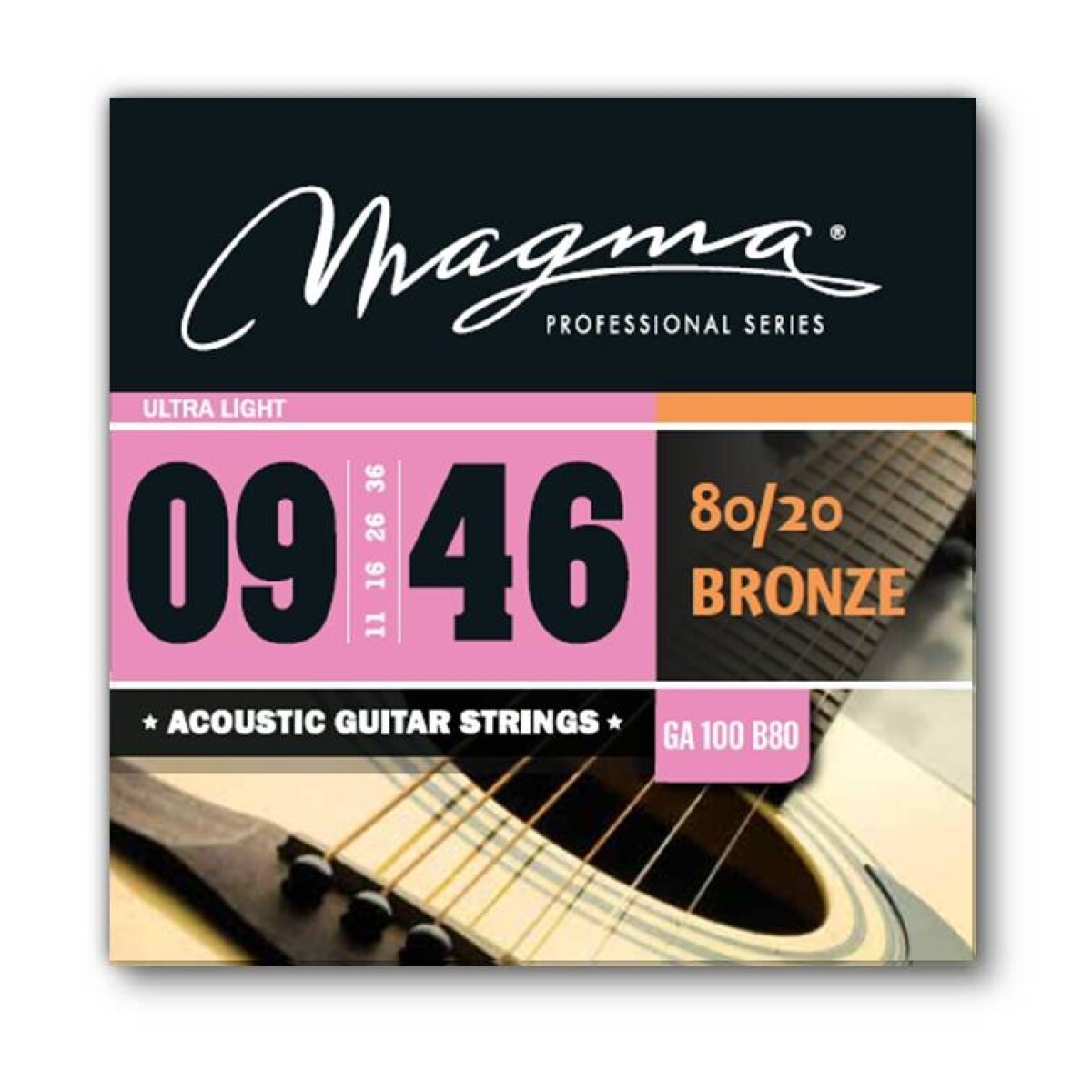 Encordado Guitarra Acustica Magma Bronce 80/20 .009 GA100B80 