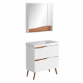 CONJUNTO DE BAÑO MODELO LILLE 80 CM COLOR BCO/TAU CON PATAS / MUEBLE + BACHA + ESPEJO Conjunto De Baño Modelo Lille 80 Cm Color Bco/tau Con Patas / Mueble + Bacha + Espejo