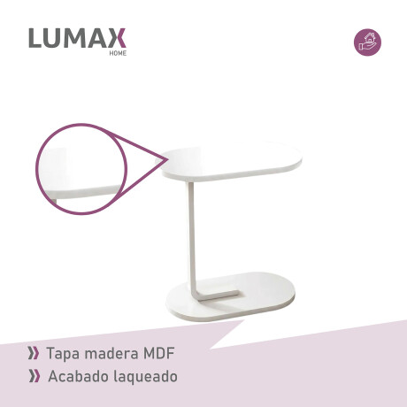 Mesa auxiliar Lumax de arrime MDF minimalista para living Madera Blanco