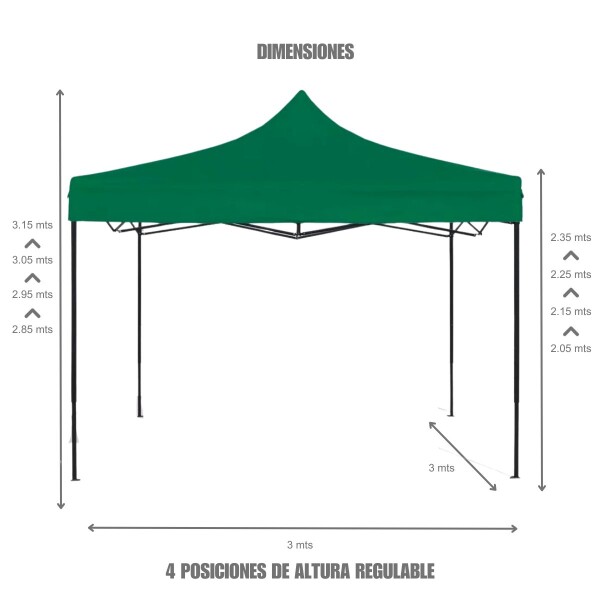 Gazebo Plegable 3x3 Para Playa o Jardín Autoarmable Color Verde Gazebo Plegable 3x3 Para Playa o Jardín Autoarmable Color Verde