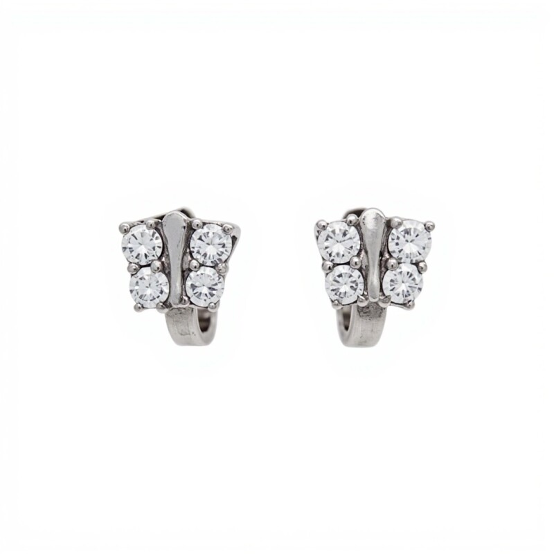 Caravanas Aros Mariposa-Plata 925-Piedra Zirconia-CA3006 conpiedra