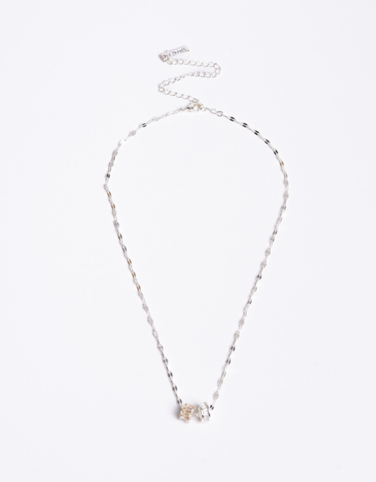 Cadena Corta con Dije Cubic zirconia Collar Con Charms De Cubic Zirconia - Plateado