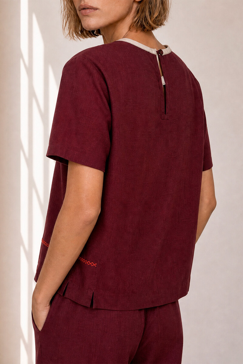 BLUSA LINO CRUZ BURDEOS