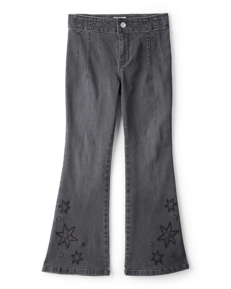 Pantalón jean semi oxford y bordado de estrellas 