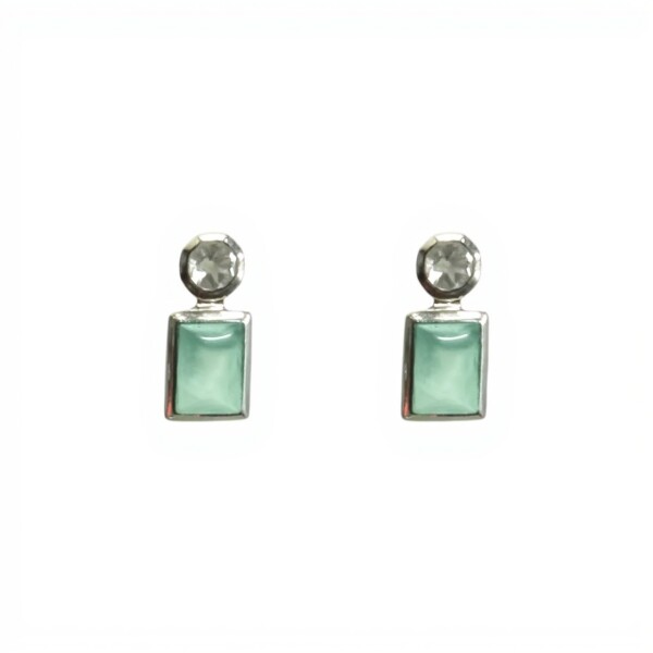 Caravanas Eugenia - Plata rodinada 925-Piedra Topacio azul-CA2006 conpiedra