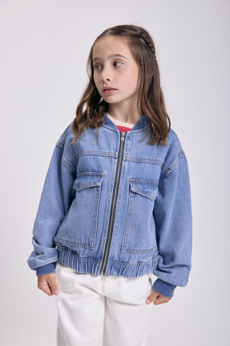 Campera jean bomber Azul Medio