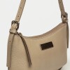 Cartera al hombro Mia en cuero graneado Taupe
