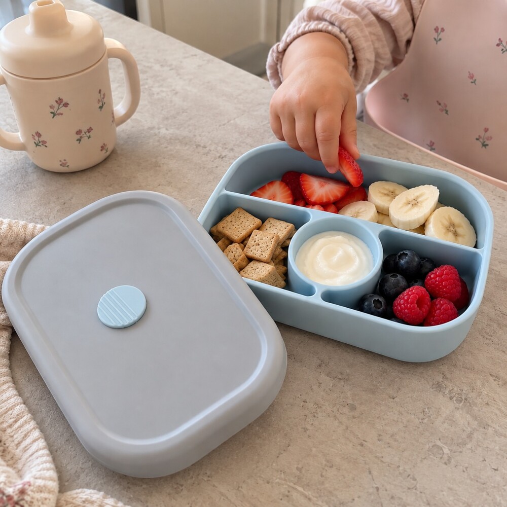 Lunchera tupper silicona MOON celeste