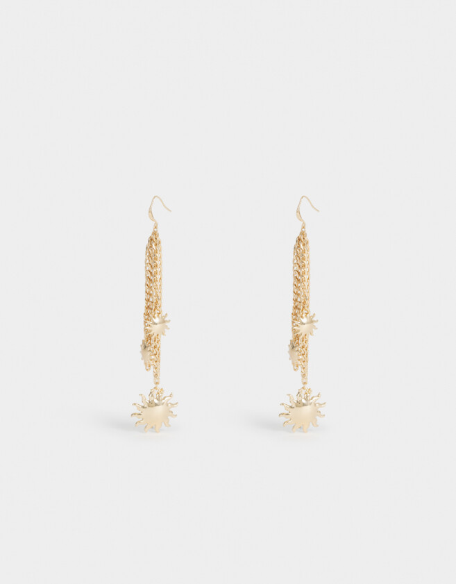 Aros Colgantes Largos Soles Aros Largos Soles - Dorado