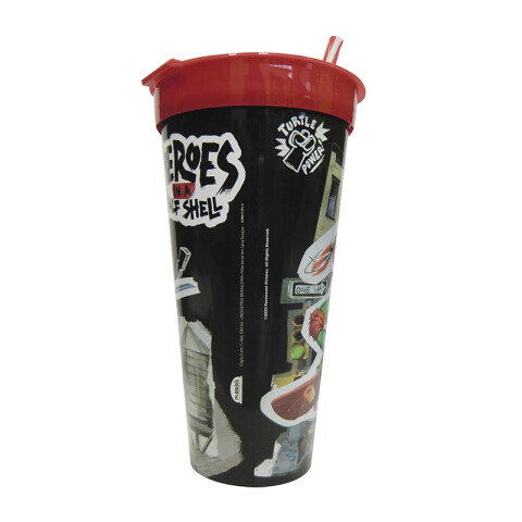 Vaso 2 en 1 Tortugas Ninjas, pote 220 ml + vaso 540 ml U