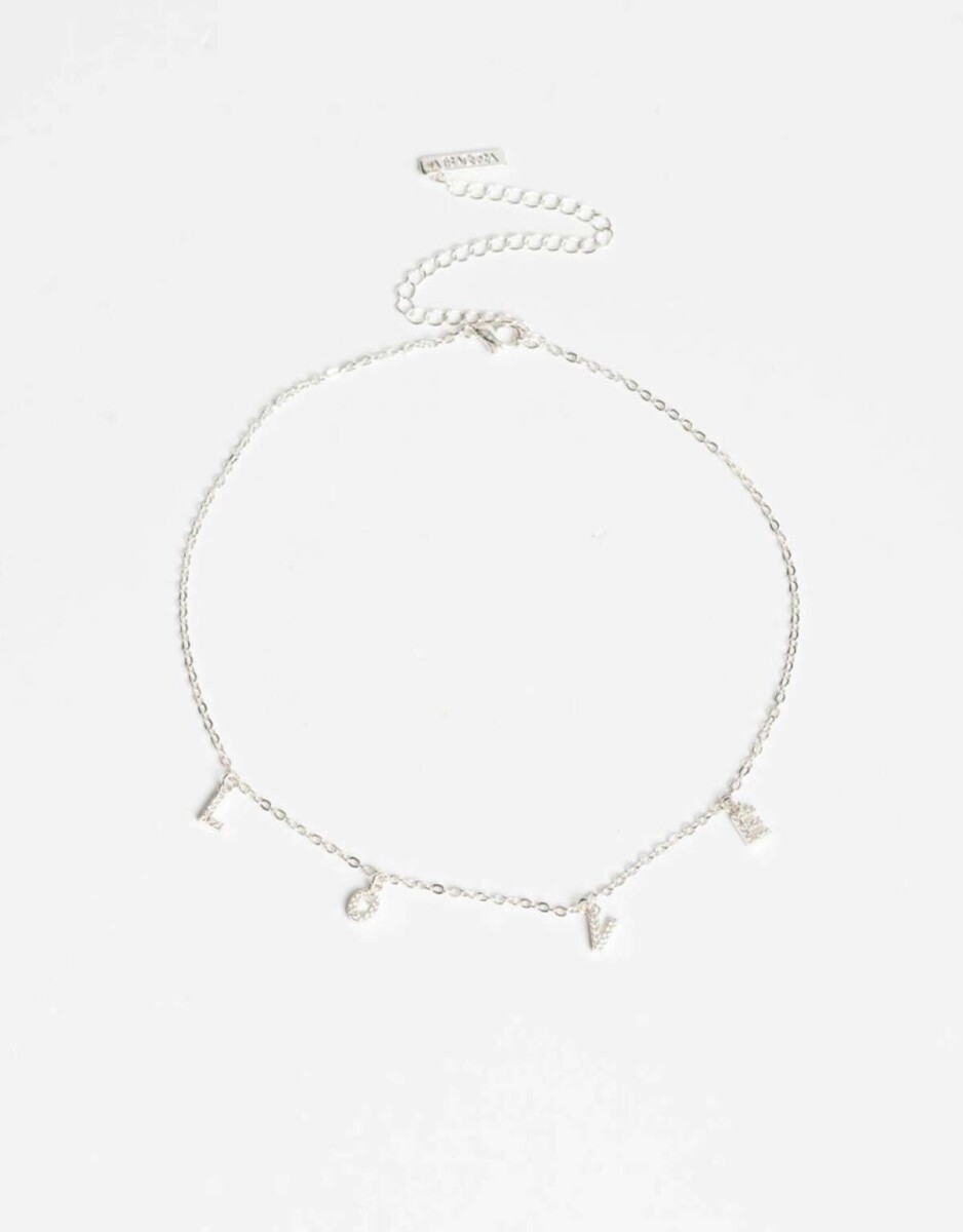 Collar ''love'' Con Cubic - Plateado 